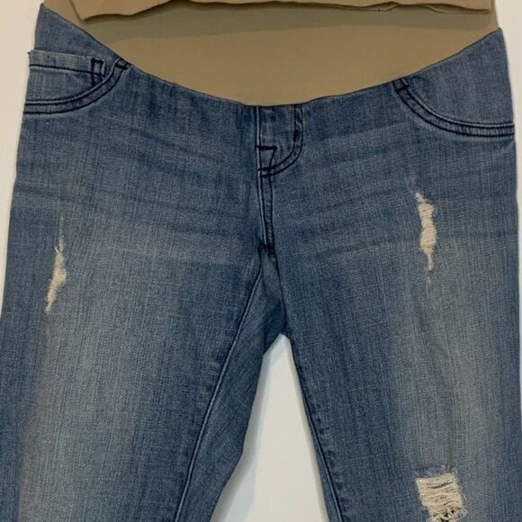 B Indigo Distressed Maternity Jean - Picture 2 of 7